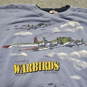 VTG 90s Art Unlimited WW II Airplanes Germany Japan USA Warbirds Sweater XL USA